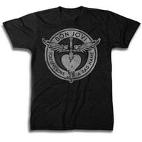Bon Jovi erkek Sen Vermek Aşk Kötü Bir İsim Kanatlı Kılıç İle Bir Kalp kısa kollu tişört Bon Jovi, Boyutu 2Xl