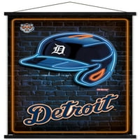 Detroit Tigers - Manyetik Çerçeveli Neon Kask Duvar Posteri, 22.375 34