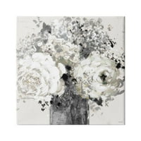 Stupell Industries Cesur Soyut Çiçek Aranjmanı Siyah Krem Etkileyici Çiçekler, 17, Lanie Loreth Tasarımı