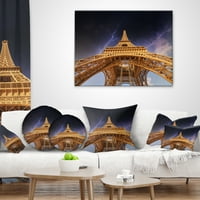 Designart Storm above Paris Paris Eyfel Kulesiparis'te - Şehir Manzarası Atma Yastığı - 18x18