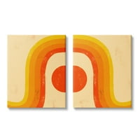 Stupell Sanayi Güneş Ayarı Altında Sıcak Ton Gökkuşağı Geometrik Şekiller Tuval Duvar Sanatı Tasarım Daphne Polselli,