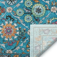 İyi Dokuma Bleecker St Sabra Mavi Bohem Vintage Çiçekli Mandala 7'10 9'10 Alan Halısı