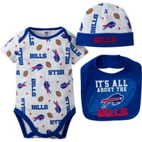 Buffalo Bills Erkek Bebek Elbise, Önlük ve Kap Kıyafet Seti, 3'lü