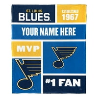 Louis Blues NHL Colorblock Kişiselleştirilmiş İpek Dokunuşlu Battaniye, 50 60