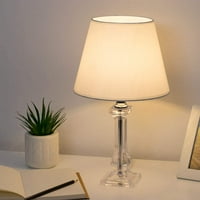 Şeffaf Başucu masa lambaları Modern Komidin Lambaları Seti Akrilik Taban ve Beyaz Abajur