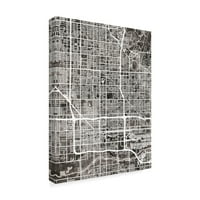 Michael Tompsett tarafından Marka Güzel Sanatlar 'Phoenı Arizona Şehir Haritası Siyah' Tuval Sanatı