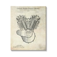 Stupell Industries Detaylı Motor Makine Şeması Blueprint Patent Metin Tuval Duvar Sanatı, 48, Tasarım Karl Hronek