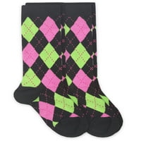 Jefferies Çorap Kızlar Diz Boyu Argyle Çorap 2'li Paket, Beden XS-M