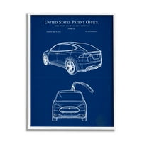 Stupell Industries Mavi Araç Araba Anahat Diyagramı Blueprint Tarzı Çerçeveli Duvar Sanatı, 14, Tasarım Karl Hronek