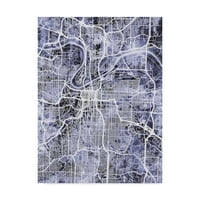 Ticari Marka Güzel Sanatlar 'Kansas City Missouri Şehir Haritası Mavisi' Michael Tompsett'in Tuval Sanatı