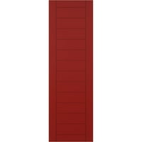 Ekena Millwork 15 W 72 H Gerçek Uyum PVC Yatay Çıta Çerçeveli Modern Stil Sabit Montajlı Panjurlar, Ateş Kırmızısı