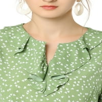 Benzersiz Pazarlık kadın Uzun Kollu Fırfır Boyun Polka Dots Bluz Gömlek
