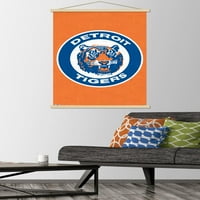 Detroit Tigers - Ahşap Manyetik Çerçeveli Retro Logolu Duvar Posteri, 22.375 34
