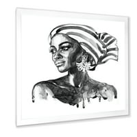 Designart 'Afro Amerikalı Kadın Portresi XII' Modern Çerçeveli Sanat Baskısı