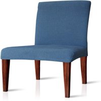 Subrte Katı Baskı Polyester Yemek Sandalyesi Slipcover, Denim Mavi