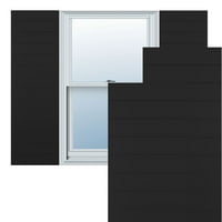 Ekena Millwork 18 W 78 H Gerçek Fit PVC Yatay Çıta Modern Stil Sabit Montajlı Panjurlar, Siyah