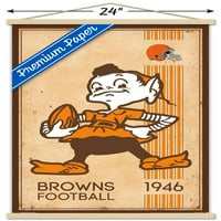 Cleveland Browns - Ahşap Manyetik Çerçeveli Retro Logolu Duvar Posteri, 22.375 34