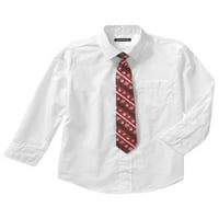 George Boys Beyaz Düğmeli Uzun Kollu Elbise Gömlek ve Klipsli Tatil Kravat L