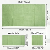 Benzersiz Pazarlık Pamuk Banyo Havlusu Emici Pamuk Havlu 27.56 x55.12 Yeşil