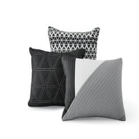 Bir Çantada Siyah Beyaz Geometrik Yatağın Dayanakları Çarşaflı Yorgan Seti, İkiz İkiz XL