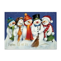 Kağıt Boş Noel Kartları ve Eşleşen Zarflar Seti, Hepimizden Kardan Adamlar, Paket başına