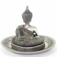 Feng Shui 6 Tay Toprak Dokunmadan Meditasyon Gümüş Buda Heykelleri Tütsü Tutucu G16515