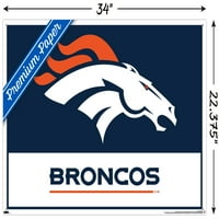 Denver Broncos - Raptiyeli Logolu Duvar Posteri, 22.375 34