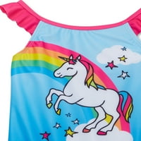 Dreamwave Girls Unicorn Tek Parça Mayo, Havlu ve Sırt Çantası, 3'lü Set, Bedenler 4-6X