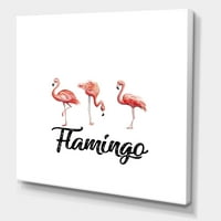 Designart 'Beyaz Üzerine Üç Flamingo' Çiftlik Evi Tuval Duvar Sanatı Baskı
