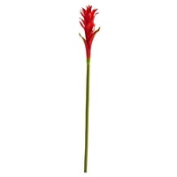 Neredeyse Doğal 28 inç. Mini Yıldız Bromeliad Yapay Çiçek, Kırmızı