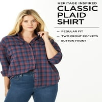 Lee kadın Çok Amaçlı Klasik Tek Cep Düğme Aşağı Uzun Kollu Gömlek