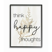 Stupell Industries Think Happy Thoughts Alıntı Minimal Devedikeni Tasarımı Çerçeveli Duvar Sanatı Tasarımı Daphne