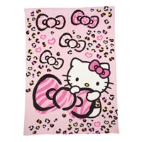 Hello Kitty Çocuk Peluş İkiz Tam Battaniye, 90, Pembe Hayvan Baskı, Sanrio