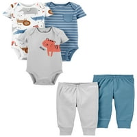 Carter'ın Çocuğum Bebek Erkek Kısa Kollu Bodysuits ve pantolon seti, 5 Parça, Preemie Ay