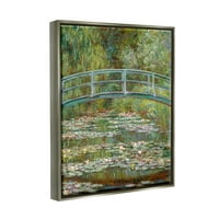 Stupell Sanayi Köprüsü Üzerinde Lilyum Monet Klasik Boyama Parlaklık Gri Çerçeveli Yüzen Tuval Duvar Sanatı, 24x30