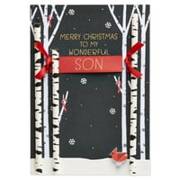 SELAMLAR® Lily Pad Press Mutlu Anılar Parıltılı Oğul için Noel Kartı