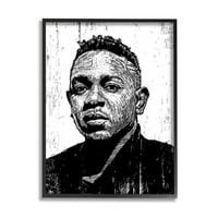Stupell Industries Kendrick Lamar Müzik İkonu Minimal Kazınmış Portre Tasarımı Neil Shigley, 16 20