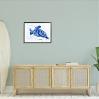Stupell Industries Mavi Deniz Kaplumbağası Sıçrayan Su Kabarcıkları Tasarım Çerçeveli Duvar Sanatı, 24, Tasarım Patti
