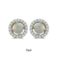 Opal ve Beyaz Safir Birthstone Küpe Gümüş
