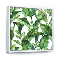Tropikal yapraklar yaprakları beyaz çerçeveli resim tuval sanat baskı