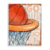 Çocuk Odası Stupell Go Hard Basketbol Potası Turuncu Spor Tasarım Duvar Plaketi Saturday Evening Post tarafından
