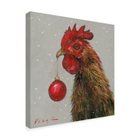 Ticari Marka Güzel Sanatlar 'Kırmızı Noel Balolu Horoz' Mary Miller Veazie'nin Tuval Sanatı