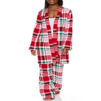 Uyku ve Co. Kadın ve kadın Artı Peluş Bornoz ve Pantolon Salonu Pijama Uyku Seti, 2 adet