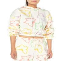 Ünlü Pembe Kadın Gençler Kırpılmış Kapüşonlu Sweatshirt