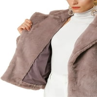 Benzersiz Pazarlık kadın Kırpılmış ceket Çentik Yaka Fau Kürk Kabarık Ceket