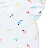 Garanimals Bebek ve Yürümeye Başlayan Kız T-shirt, Çarpıntı Kollu Üst ve Şort, 3 Parçalı Kıyafet Seti