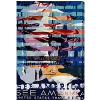 Wynwood Stüdyo Reklam duvar sanatı tuval Baskılar 'See America by Car' Posterler-Kırmızı, Mavi