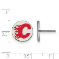 Calgary Flames Gümüş Küçük Emaye Disk Küpe