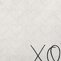 20 x 14 Basitçe Papatya Sevgililer XOXO Kalpli Poli İç Mekan Dış Mekan Yastığı, Siyah-Beyaz Adet 1