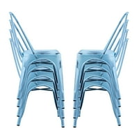 Mera İç-Dış Mekan Kullanımı Metal İstiflenebilir Yemek Sandalyeleri, 4'lü Set